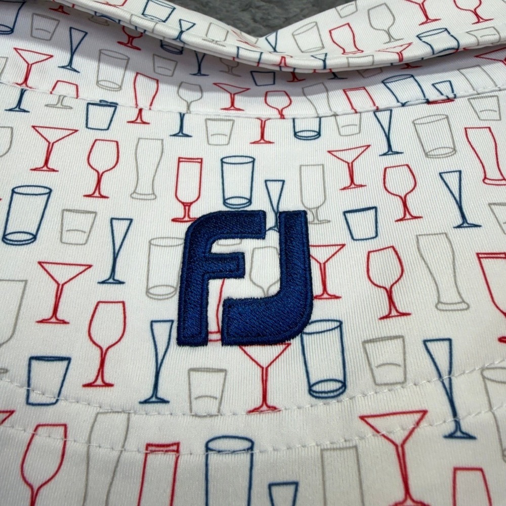 FootJoy Golf Polo Mens Large White Cocktail Glass Print Performance 28470 - Picture 4 of 10